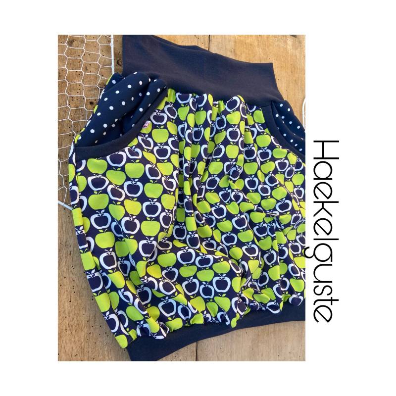 Gr. 46 Dunkelblauer " Äpfelchen" Ballonrock Xl Liebling Damen Pumprock Curvy Apfel Rock Mit Taschen Grün Punkte von Haekelguste