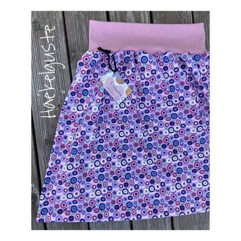 Gr. 46 Einzelstück Rock Rosa Blumen Blüten Damen Frau Curvy Xxl Xl A Form von Haekelguste