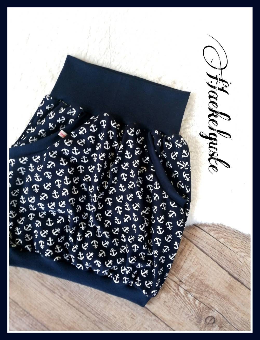 Gr. Xs - Xxl Ballonrock "Anker" Jersey Dunkelblauer Rock Damen Maritim von Haekelguste