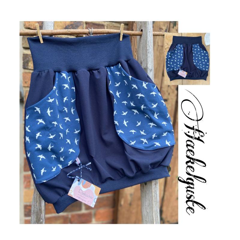 Gr. Xs - Xxl Ballonrock "Schwalbe" Jersey Vogel Dunkelblauer Rock von Haekelguste