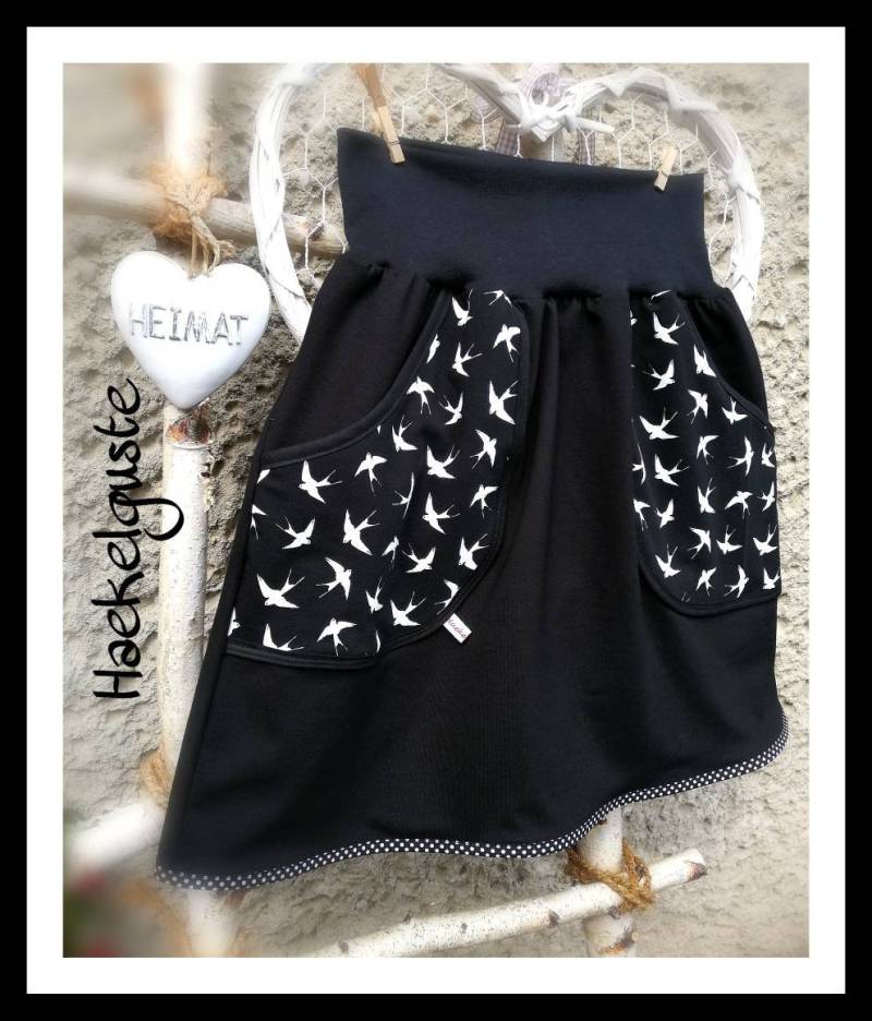 Gr. Xs - Xxl Cord Rock "Schwalbe" A-Form Schwarzer Damen Häkelguste Hüftrock von Haekelguste