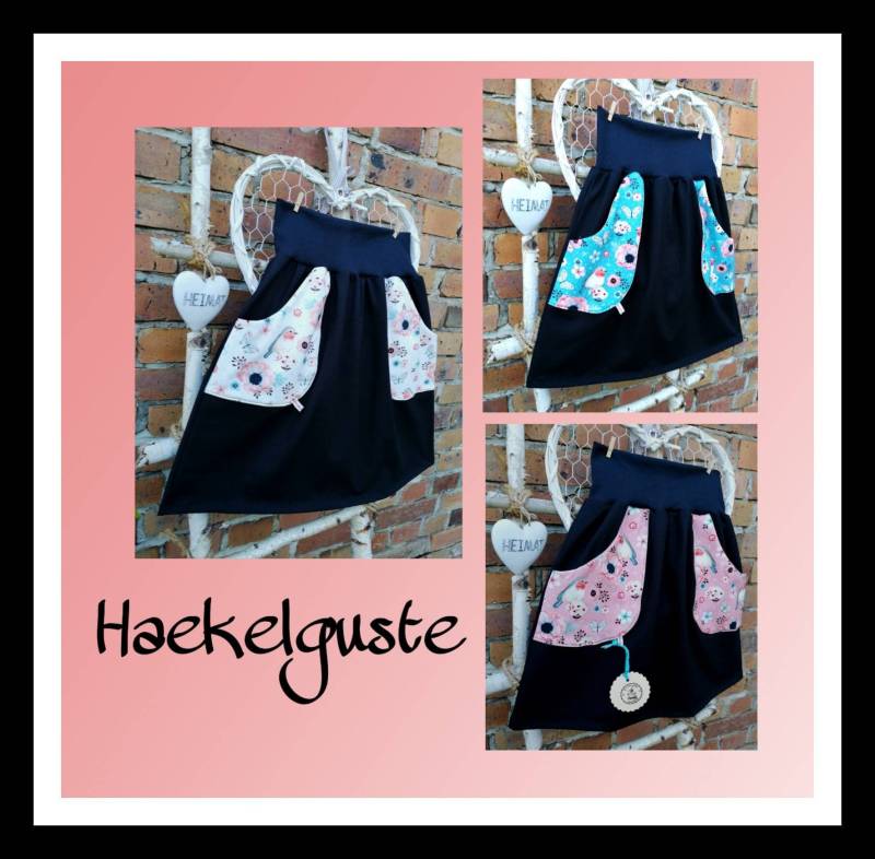 Gr. Xs - Xxl " Rotkehlchen Rock A-Form Schwarzer Mit Taschen Damenrock Vogel von Haekelguste