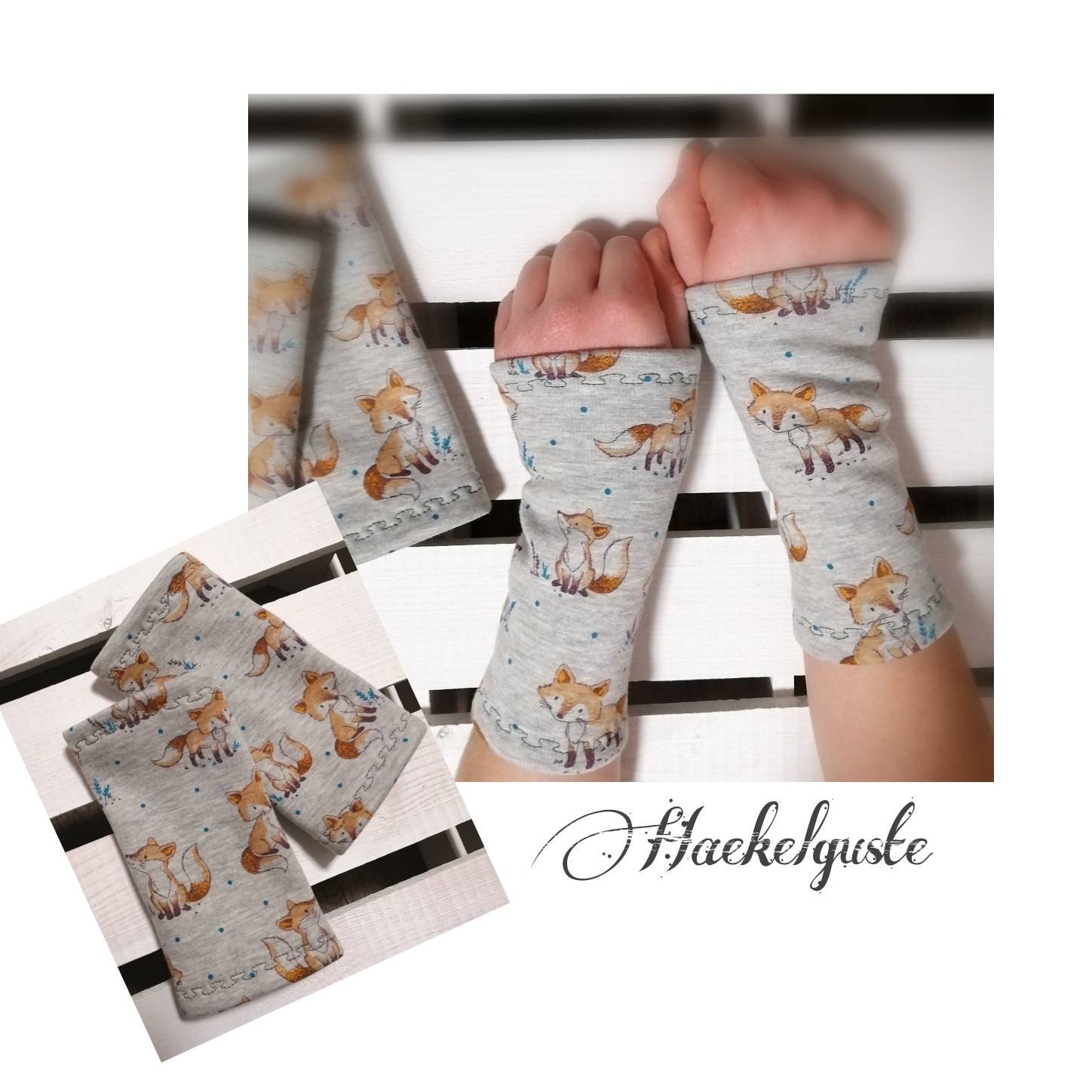 Kinder Pulswärmer " Fuchs Stulpen Armstulpen von Haekelguste