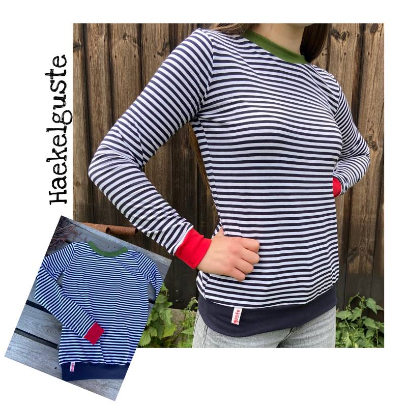 Langarmshirt Damen Streifen Blau Weiß Gestreift Retro Stripes von Haekelguste