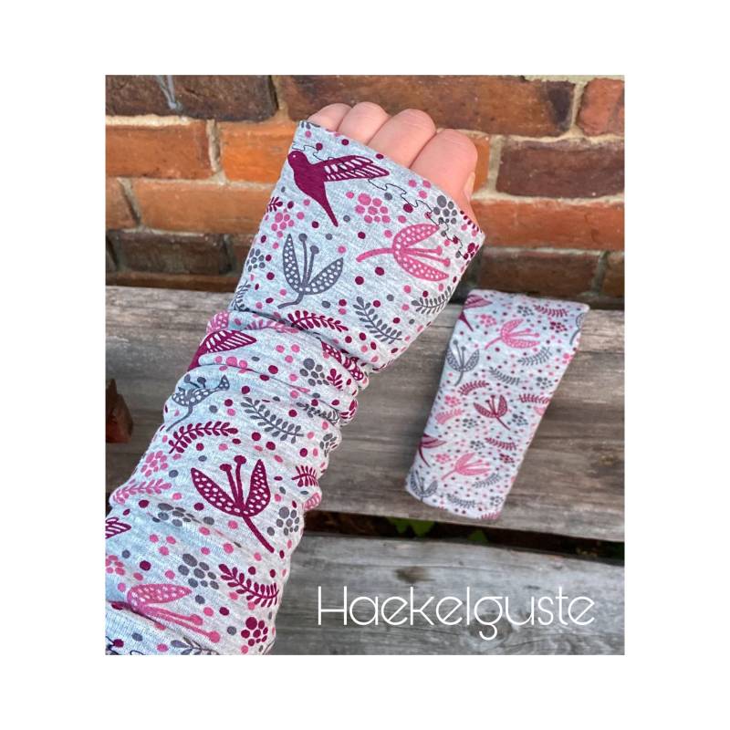 Lange Armstulpen Aus Alpenfleece Damen Stulpen Grau Beere Weinrot Blumen Gräser Kolibri Gefüttert Fleece von Haekelguste