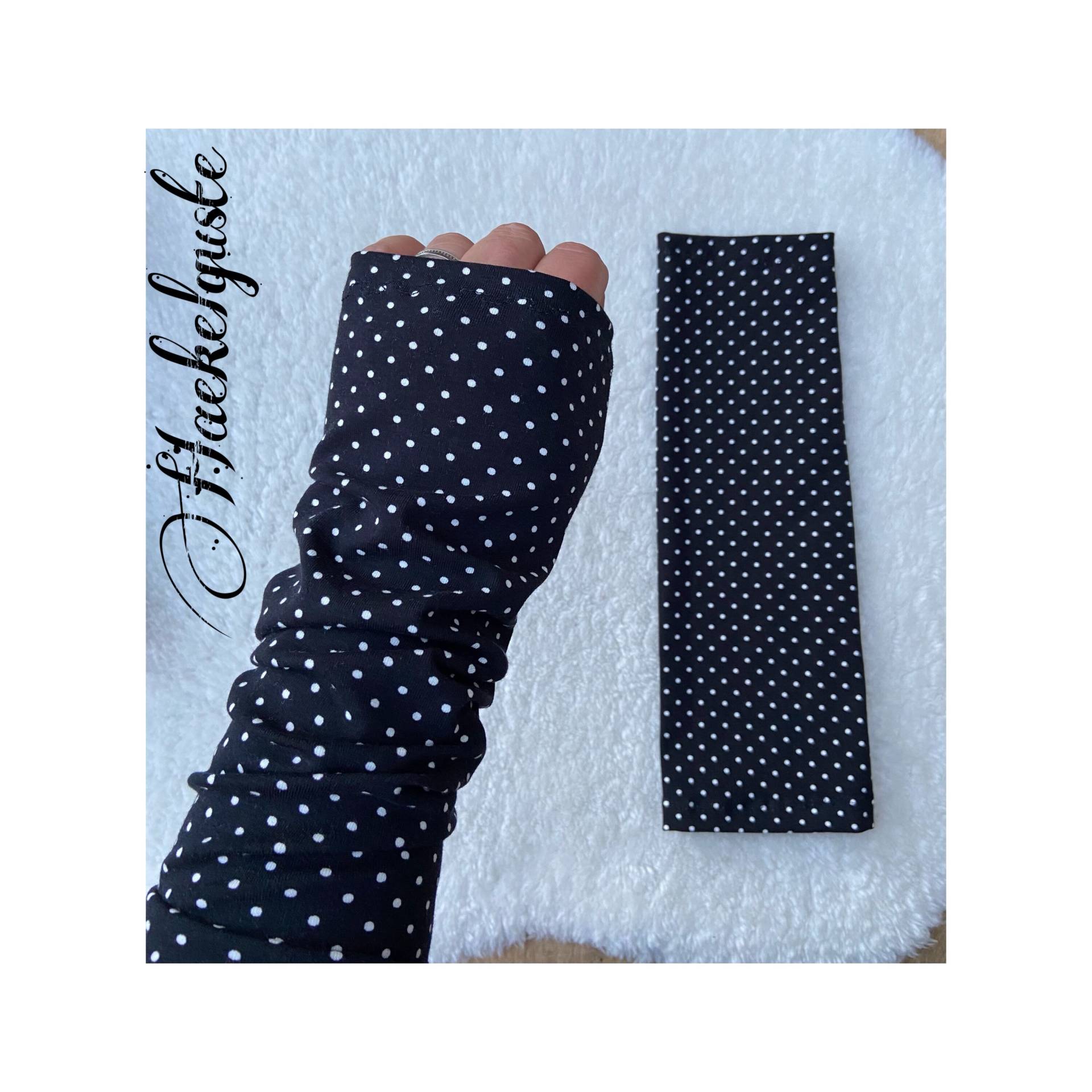 Lange Armstulpen " Pünktchen Schwarze Stulpen Damen von Haekelguste