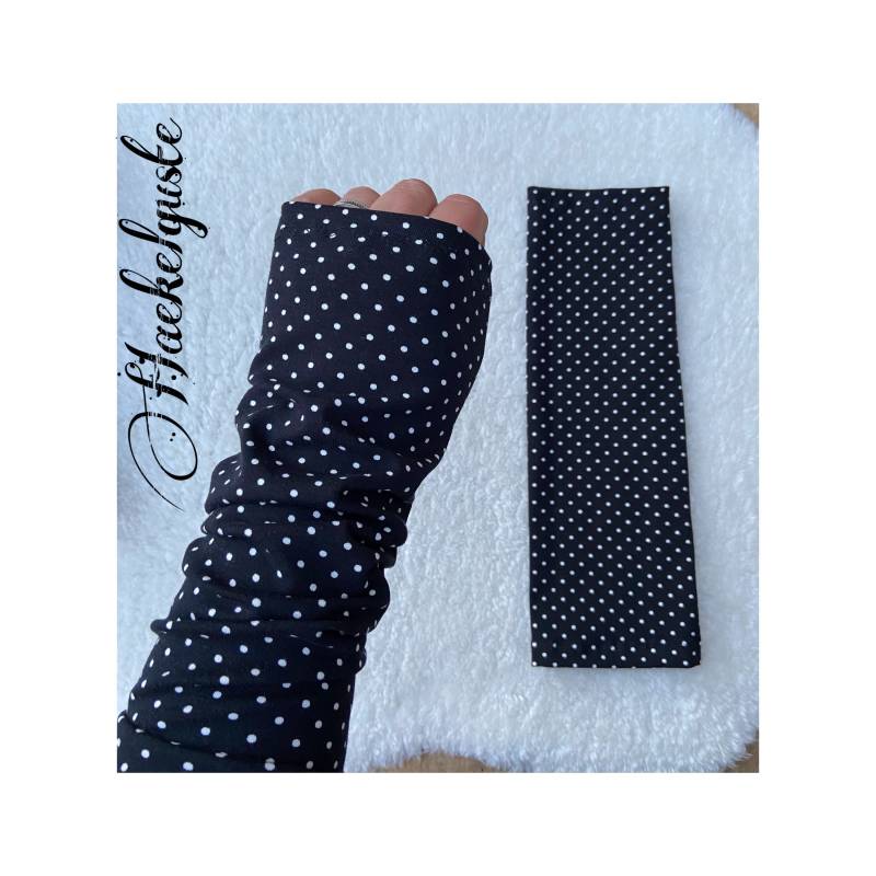 Lange Armstulpen " Pünktchen Schwarze Stulpen Damen von Haekelguste