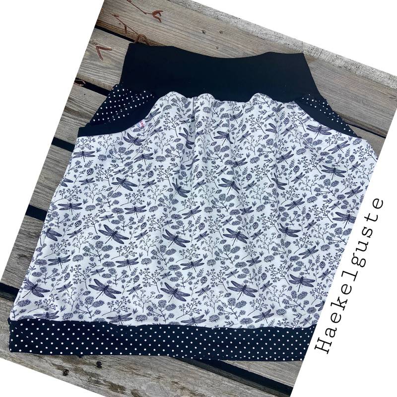 Libelle Rock Damen Punkte Mit Taschen Weiß Schwarz von Haekelguste