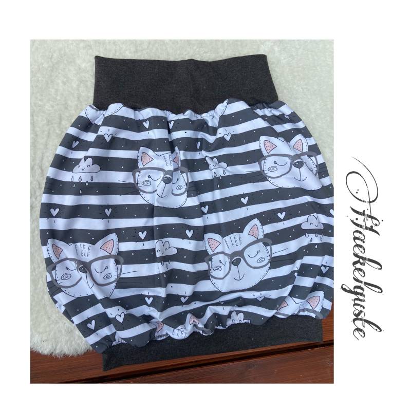 Lieblingsballonrock " Katzi" Jersey Curvy Haekelguste Streifen Katze Weiß Strand Hüftrock Taillienrock von Haekelguste