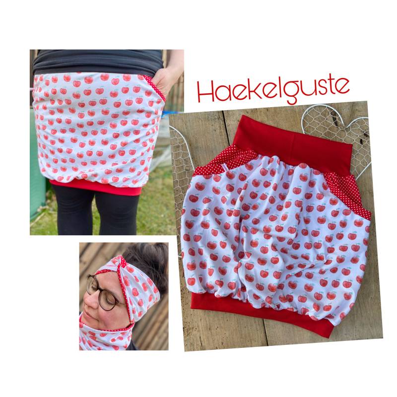 Lieblingsrock " Äpfelchen Ballonrock Damen Apfel Rot Weiß Sommerrock Heller Rock Bunter Erzieherin von Haekelguste