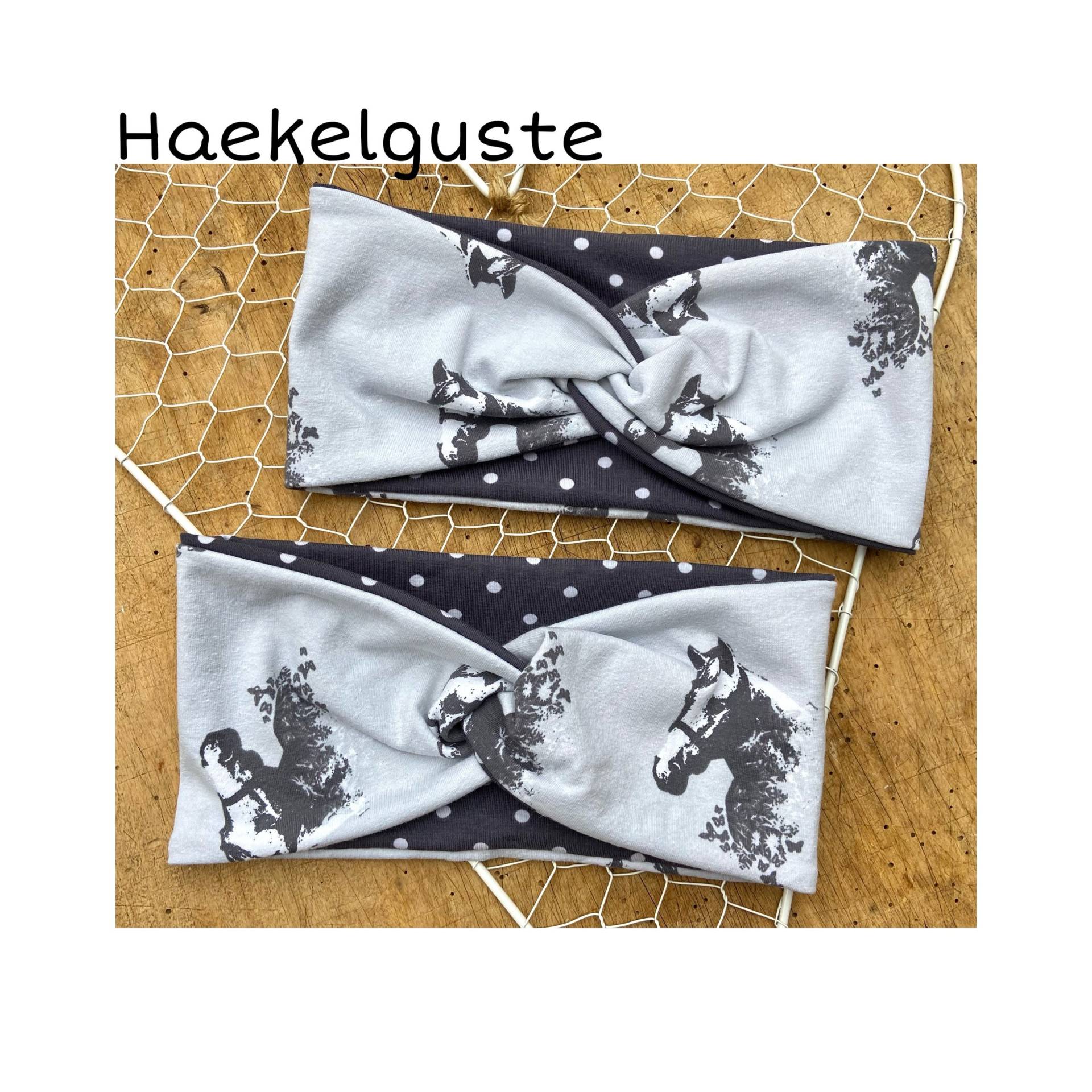 Mädchen Knotenstirnband Haarband Haedband Grau Pferd Mädchen Knotenstirnband Haarband Haedband Grau Pferd von Haekelguste