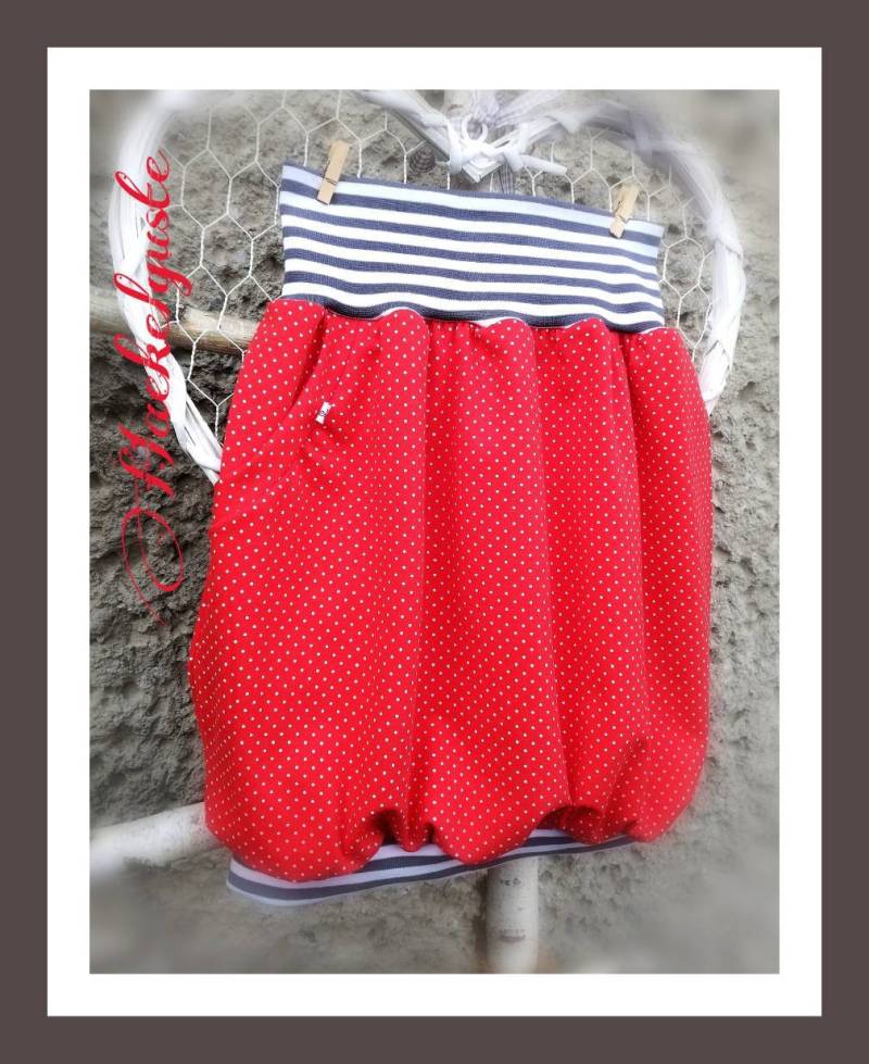 Mama+Kind "Pünktchen" Ballonrock , Rock Damen Mit Taschen Hüftrock Rot Punkte Dots von Haekelguste