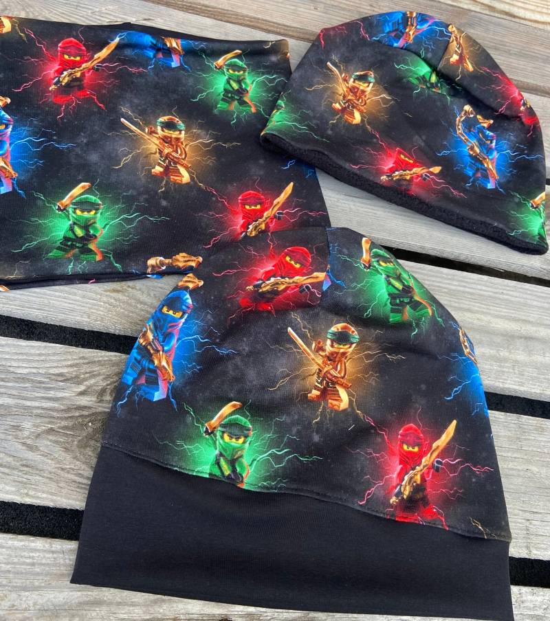 Mütze Ninjago, Kinder Mit Bündchen, Jungen Unisex Mädchen Beanie Loop Set Winter Fleece von Haekelguste