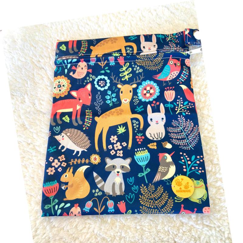 Nasstasche - Windeltasche - Fuchs Kosmetiktasche Wetbag Kita-Tasche -Windeltasche - Baby-Schwimmbeutel-Wasserabweisend von Haekelguste