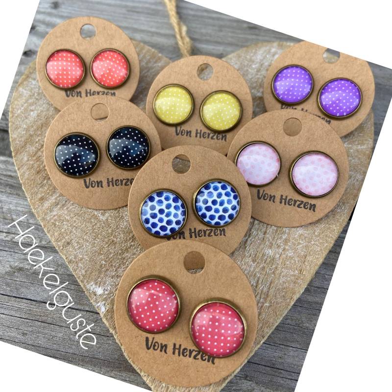 Ohrstecker 16 Mm Punkte Bronze Schmuck Ohrringe Blüten Miniblümchen Geschenk Muttertag Ostern von Haekelguste