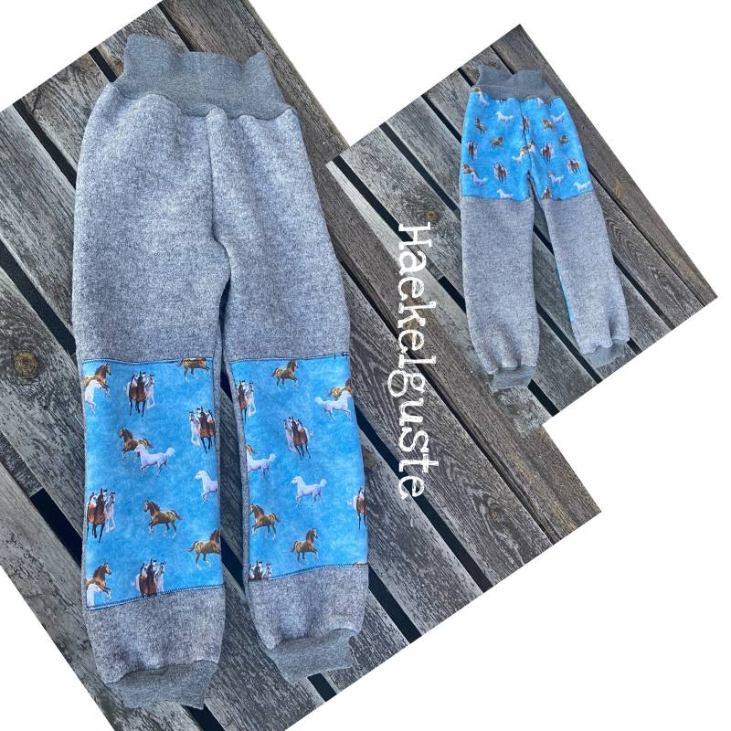 Pferde Wollwalk Hose Mit Besatz Aus Softshell Überhose Outdoor Pants Gefütterte Unisex Waldkindergarten Warme Po Knie von Haekelguste