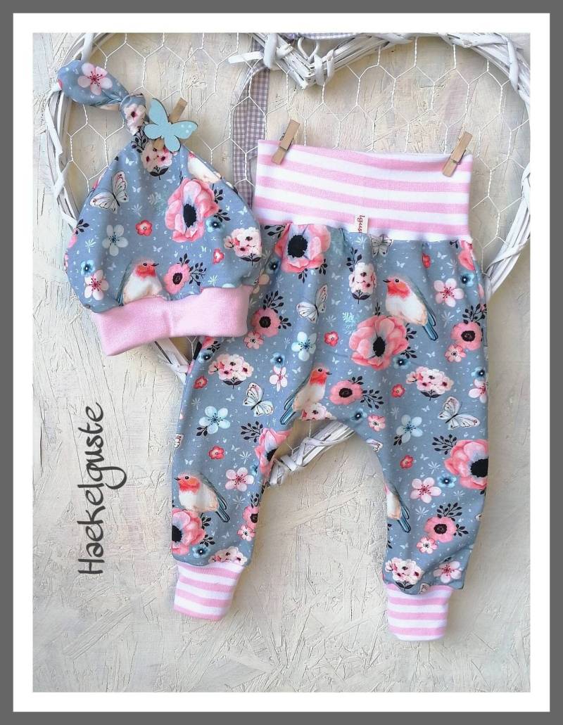 Pumphose Rotkehlchen Graue Jogger Vogel Mädchen Hose Unisex Pants Wechselhose Kindergarten von Haekelguste