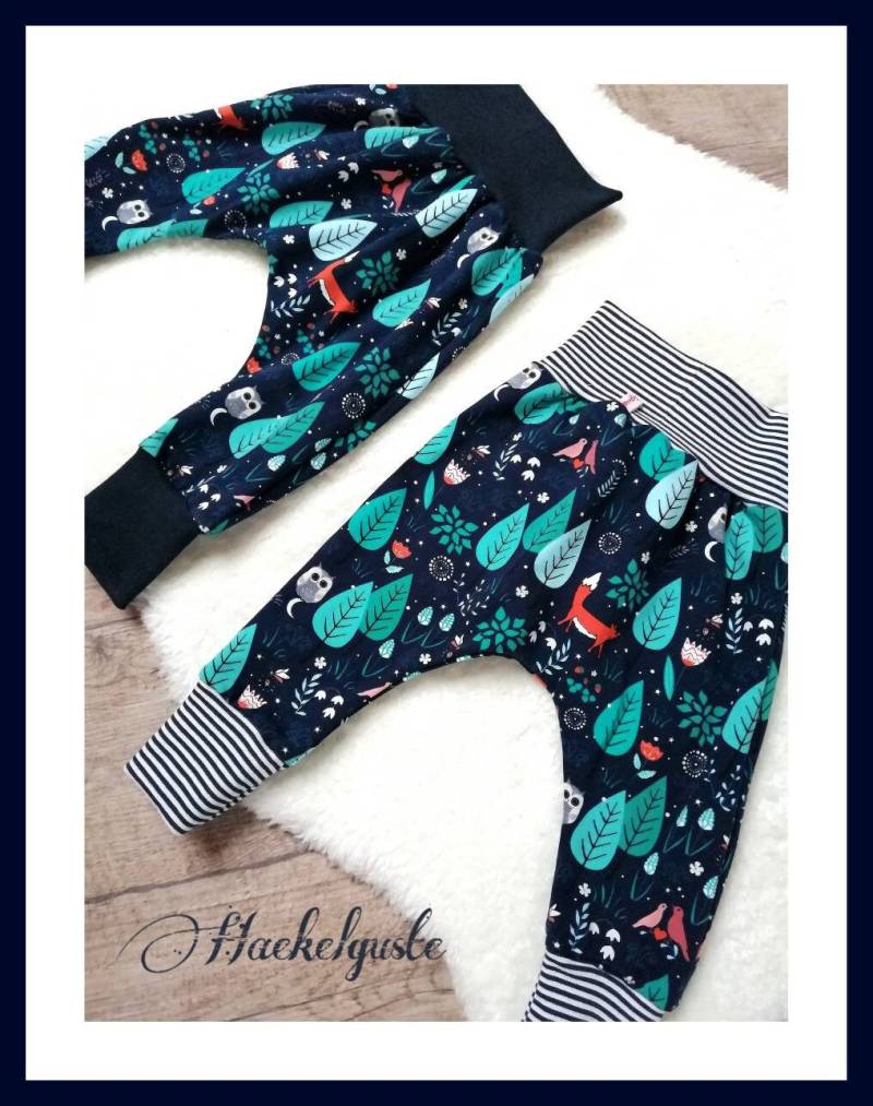 Pumphose " Waldtiere Dunkelblau Jogger Pants Fuchs Tiere Jungen Hose von Haekelguste