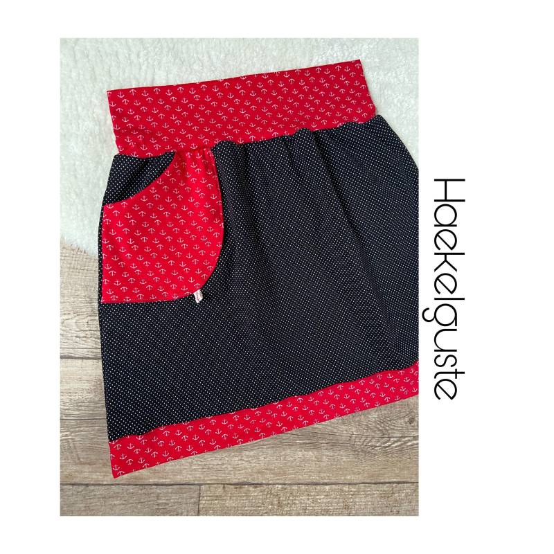 Rock " Anker A-Form Liebling Schwarz Pünktchen Damen Rot von Haekelguste