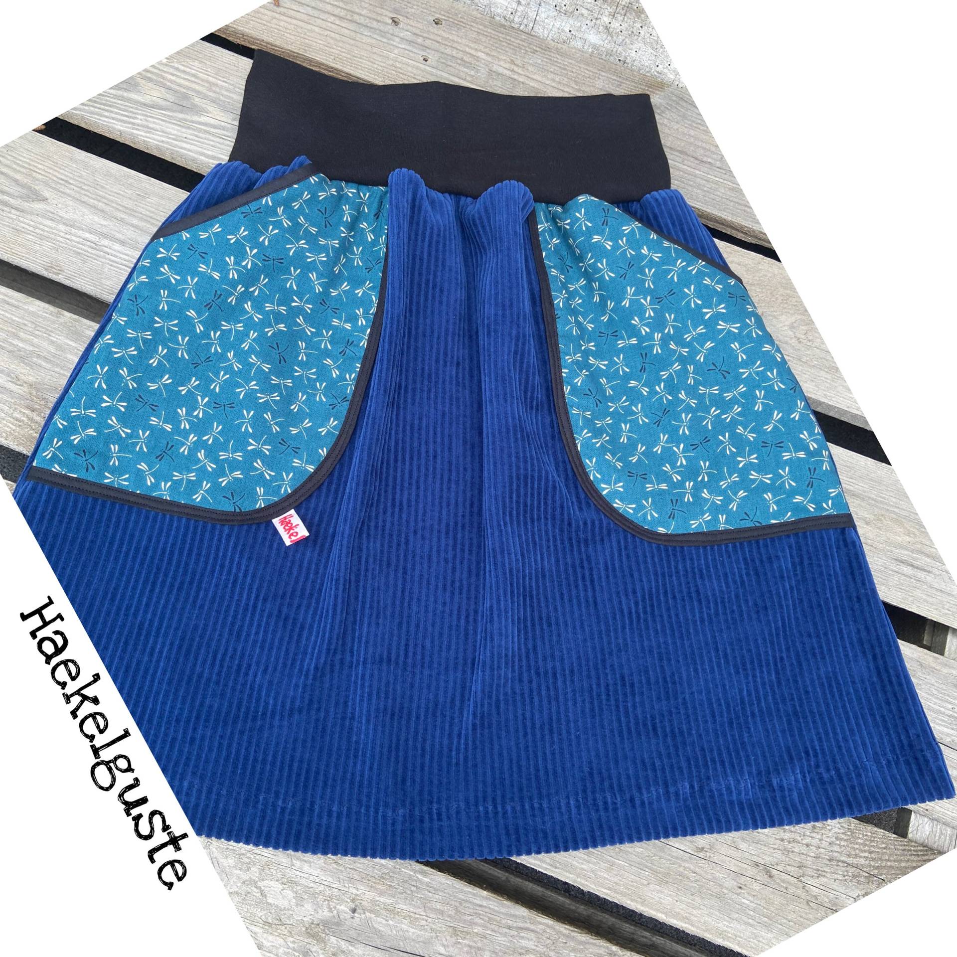 Rock Aus Bio Cordnicky Blau Cord Damen Samtweich Breitcord Libelle von Haekelguste