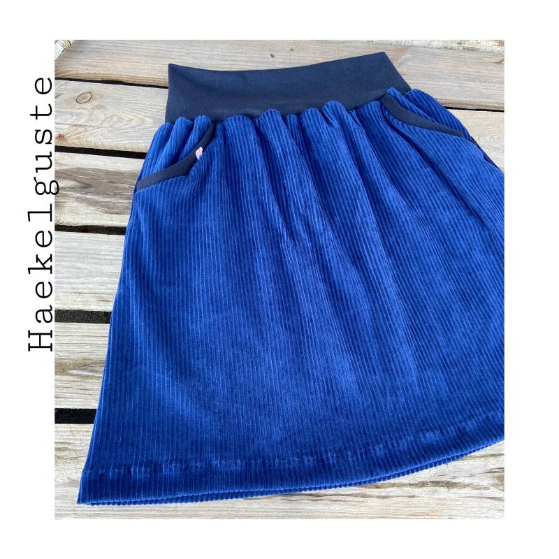 Rock Aus Bio Cordnicky Blau Cord Damen Samtweich Breitcord von Haekelguste