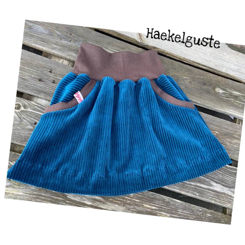 Rock Aus Bio Cordnicky Petrol Damen Samtweich Breitcord von Haekelguste