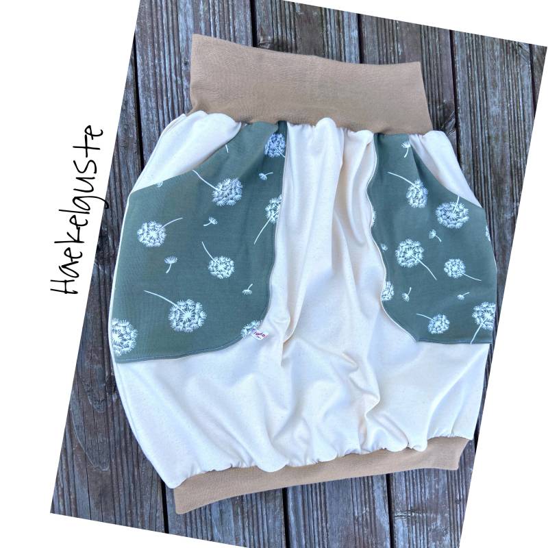 Rock "Pusteblumen" Ballonrock Punkte Damen Hüftrock Cat Mit Taschen Creme Beige Grün Khaki Oliv von Haekelguste