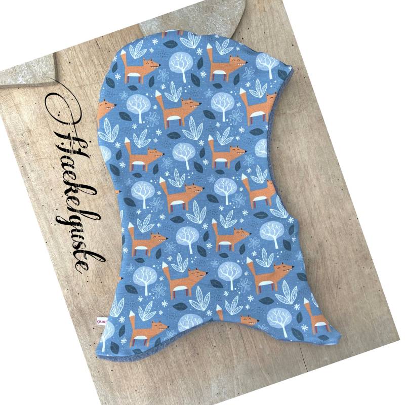Schlupfmütze/Fuchs Kinder Ohrenmütze Unisex Mädchen Junge Hellblau Gefüttert von Haekelguste