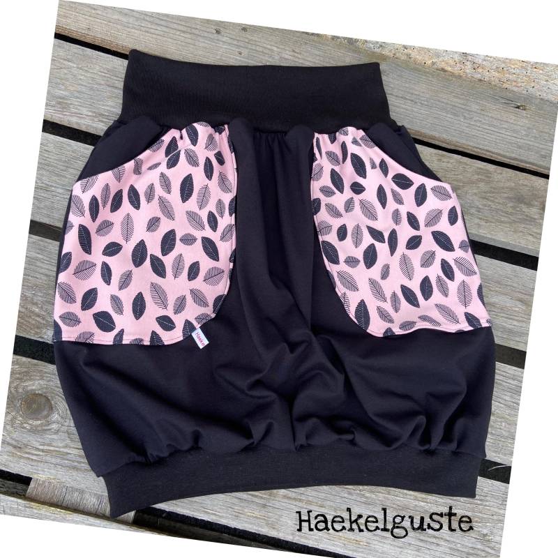 Schwarzer" Blätter " Ballonrock Mit Taschen Rose von Haekelguste