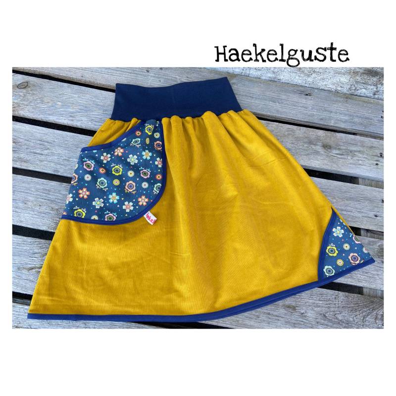 Senfgelber Cord-Rock A-Form Damen Rock Mit Taschen Hüftrock Gelb von Haekelguste