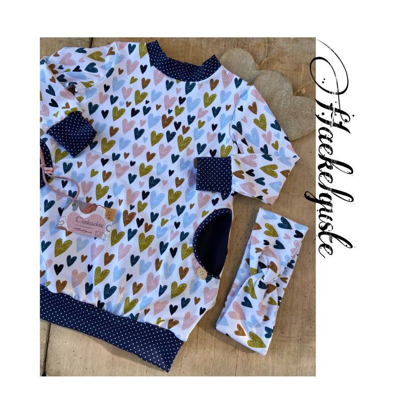 Set Gr. 104-110 Herzl Ballonkleid Haarband Mädchen Kleid 4 5 Jahre Langarm Herz Geschenk von Haekelguste