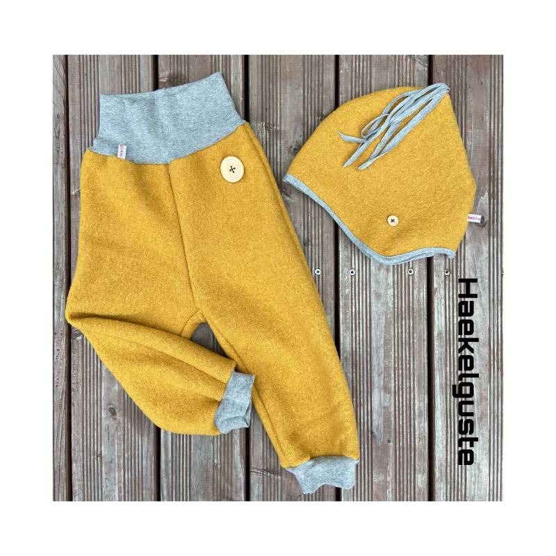 Set Gr. 86-92 Wollwalk Hose+Mütze Kinder Baby Überhose Outdoor Pants Gefütterte Hose Unisex Waldkindergarten Warme von Haekelguste
