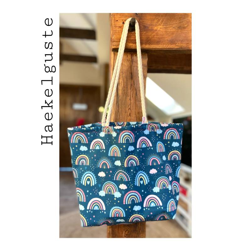 Softshell Beutel Regenbogen, Nasstasche , Handtasche Umhängetasche Wechselsachen Kita Kindertasche Nasstasche von Haekelguste