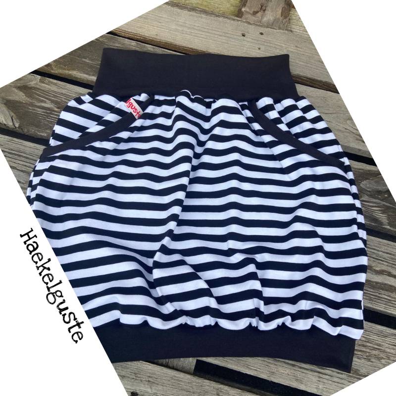 Streifen Schwarzer Ballonrock Gestreift Wunschgröße Jersey Damen Rock Schwarz Weiß Stripes von Haekelguste