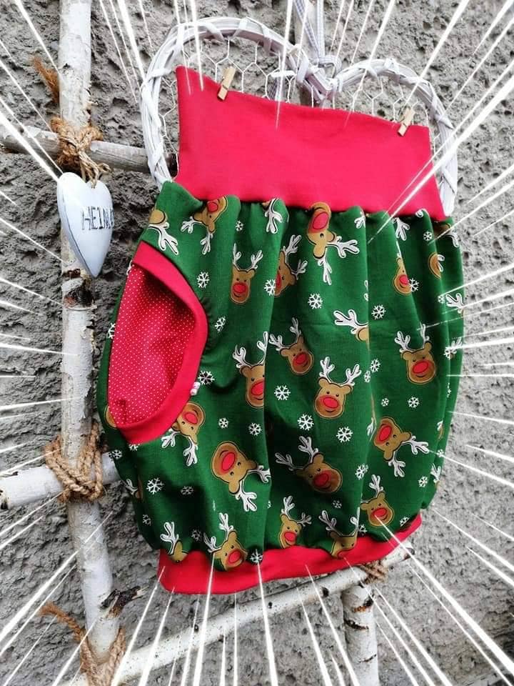 Sweat Ballonrock "Elch" Jersey Grün Rot Rock Damen Weihnachten Advent von Haekelguste