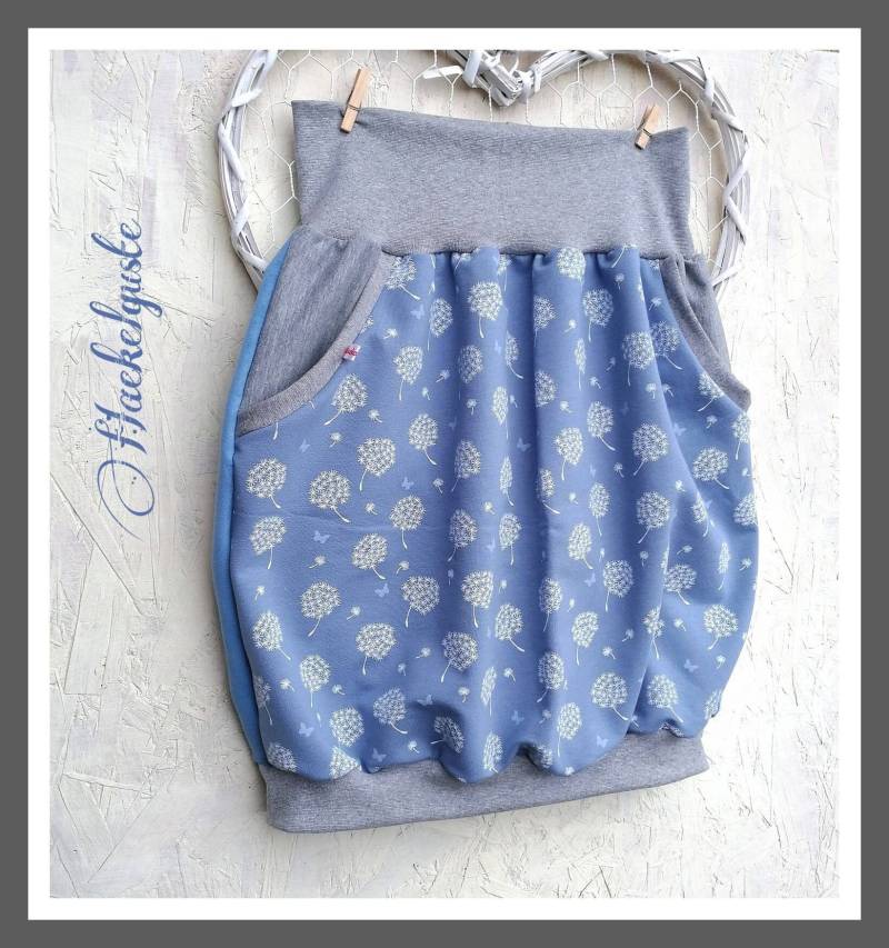 Sweat Ballonrock Pusteblume Damen Rock Mit Taschen Hüftrock Grau Blau von Haekelguste
