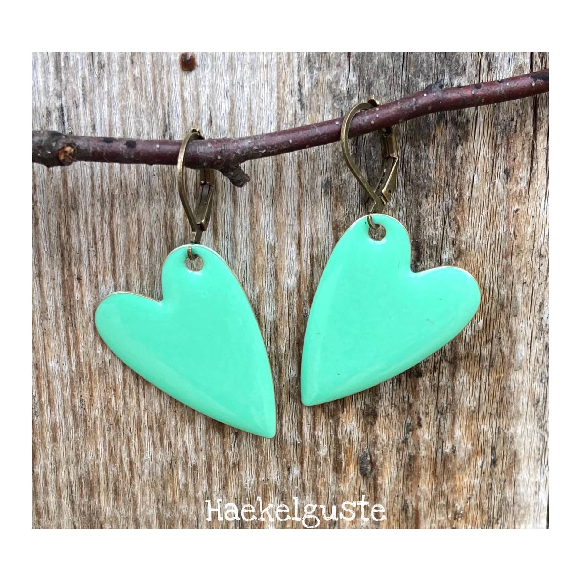 Von Herzen Emaille Ohrhänger Plättchen Ohrringe von Haekelguste
