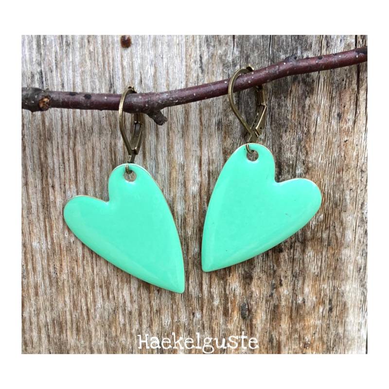Von Herzen Emaille Ohrhänger Plättchen Ohrringe von Haekelguste