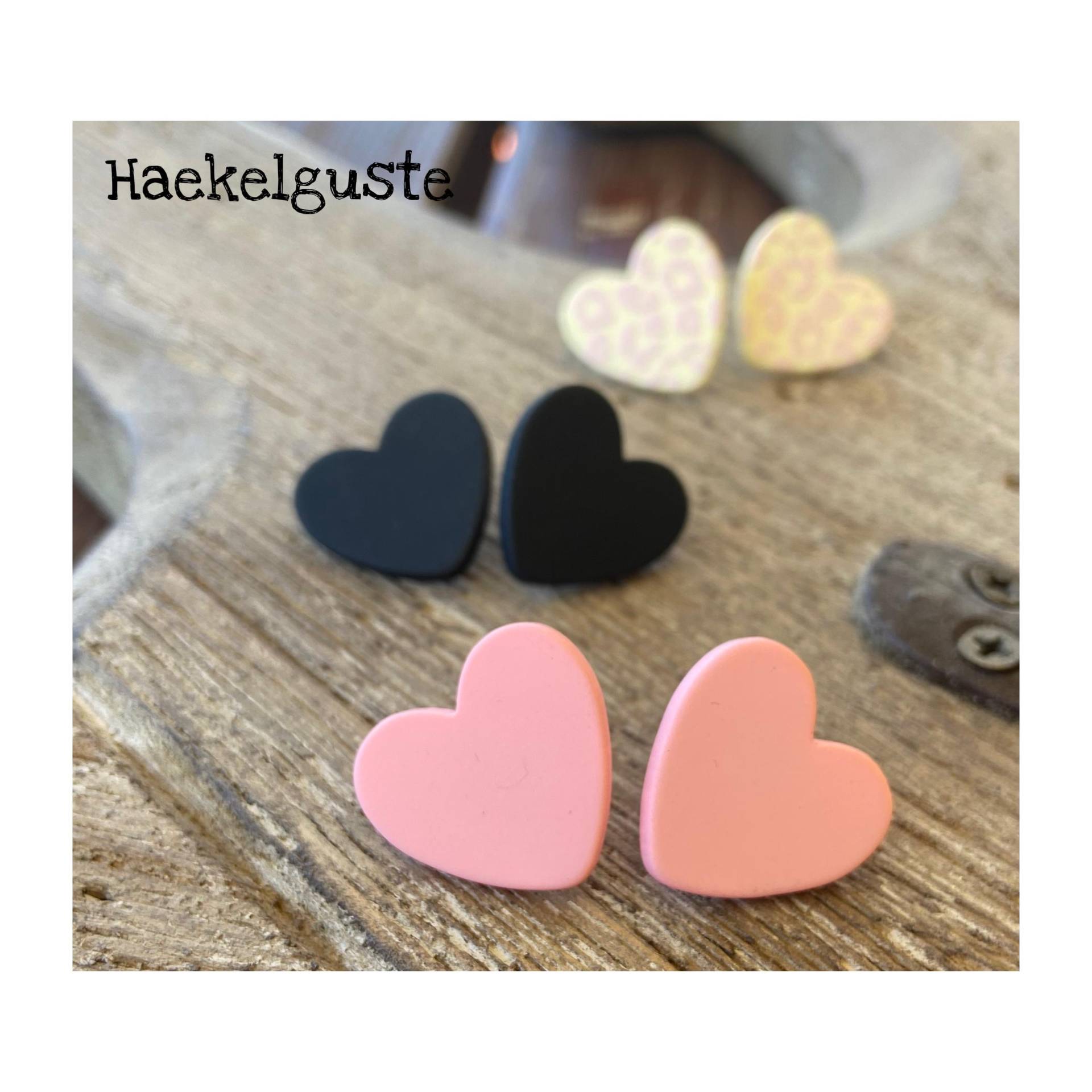 Von Herzen Ohrstecker Rosa Pink Schwarz Geschenk Ohrringe Herz Von Herzen Ohrstecker Rosa Pink Schwarz Geschenk Ohrringe Herz von Haekelguste