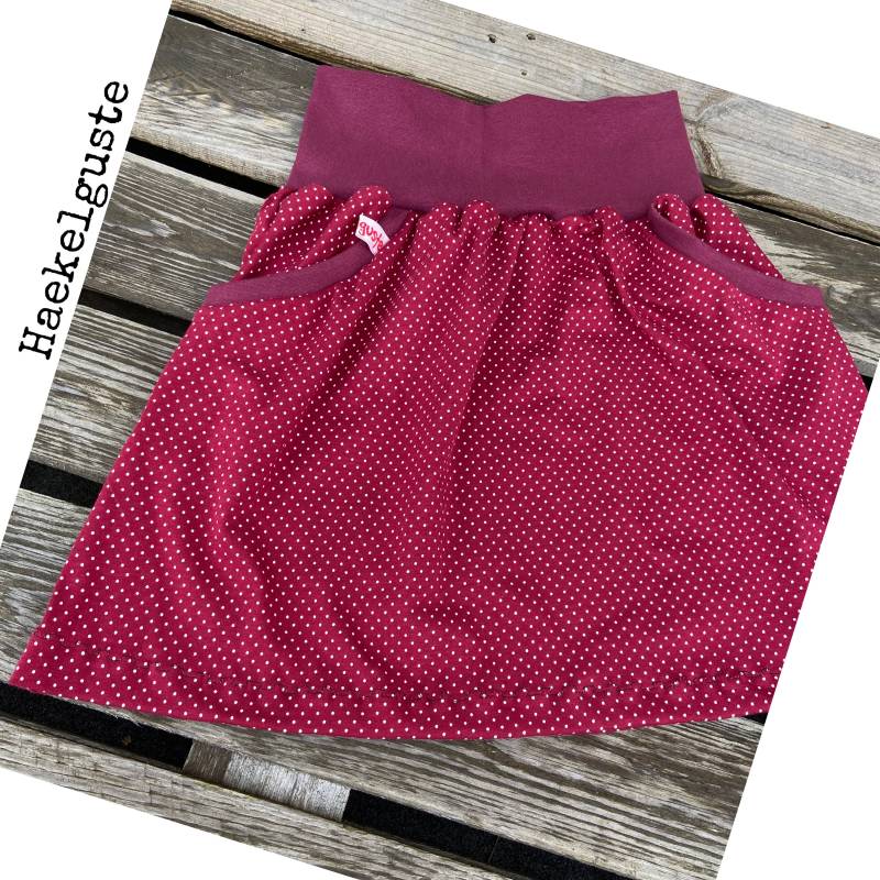 Weinroter " Pünktchen Rock Liebling A-Form Ausgestellt Sommer Punkte von Haekelguste