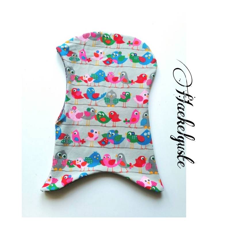 Wendemütze "Pieps" Schlupfmütze Mädchen Ohrenmütze Schalmütze Vogel Grau von Haekelguste