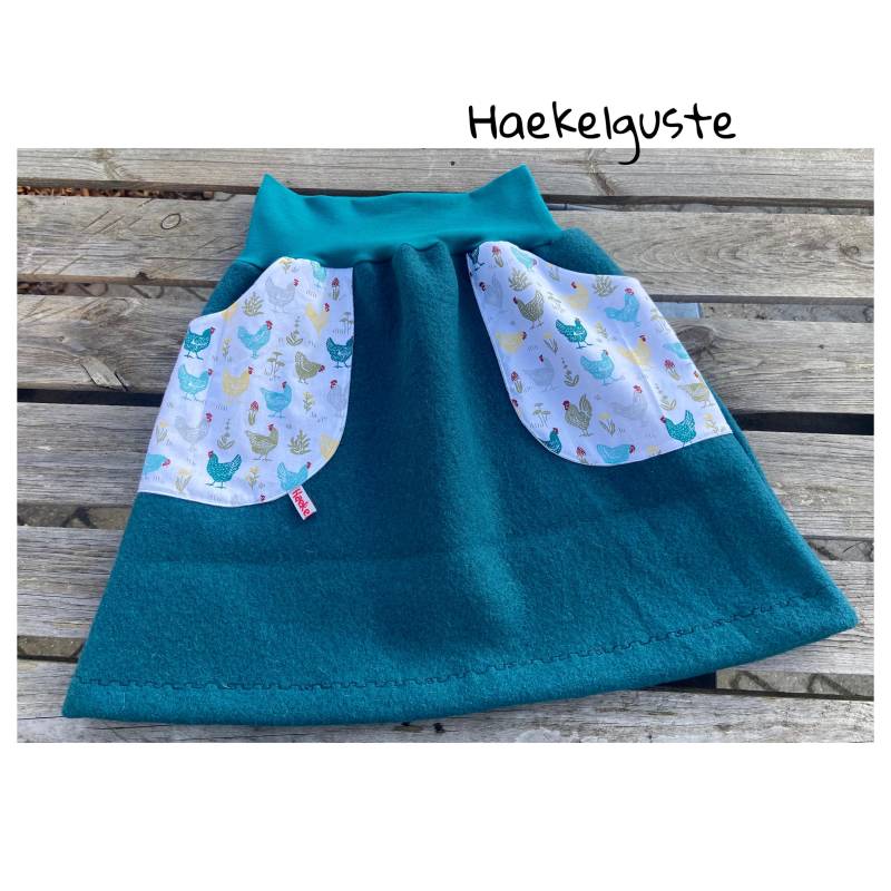 Wollwalk Rock Petrol Wollrock Schurwolle Damen Warm Nachhaltig von Haekelguste