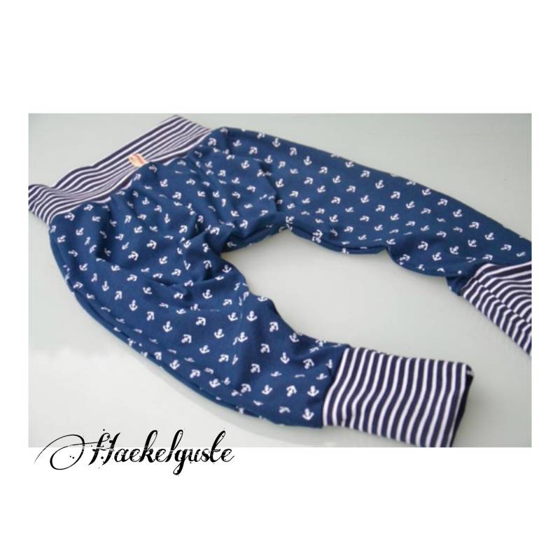 Wunschgröße Pumphose "Anker" Dunkelblaue Hose Jogger Pants Kinder Unisex Baby Mädchen Junge Kindergarten von Haekelguste