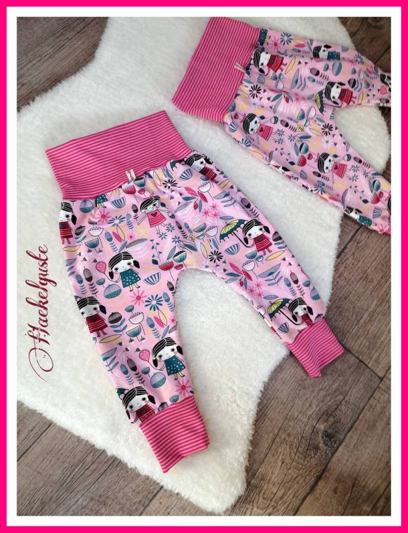 Wunschgröße Pumphose " Rosi Sarouelhose Kinder Mädchen Rosa Jogger Pants von Haekelguste