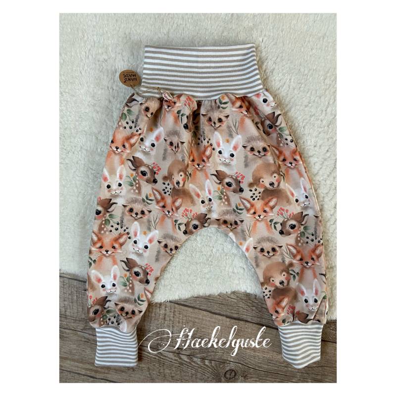 Wunschgröße Pumphose " Tiergesichter Sarouelhose Kinder Unisex Jogger Pants von Haekelguste