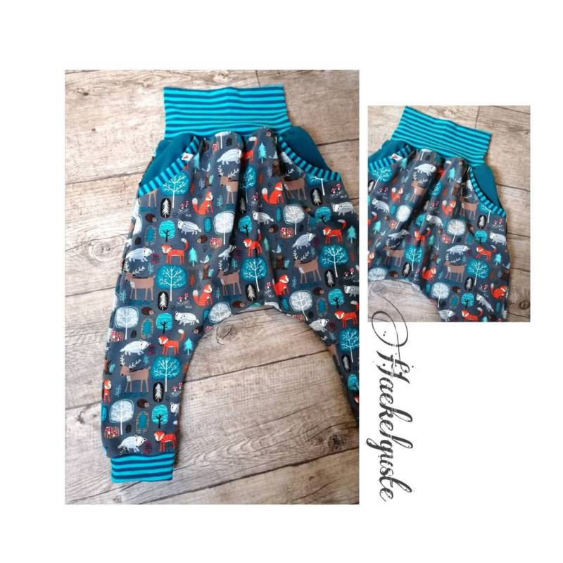 Wunschgröße Pumphose " Waldtierchen Sarouelhose Kinder Unisex Jogger Pants von Haekelguste