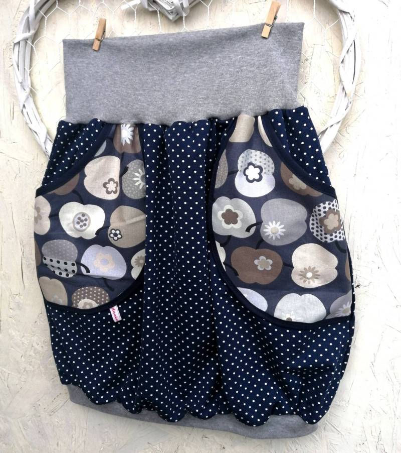 Xs - Xxl " Apfel Ballonrock Liebling Appel Dunkelblau Rock Punkte Points Dots Taillenrock Damen Häkelguste von Haekelguste