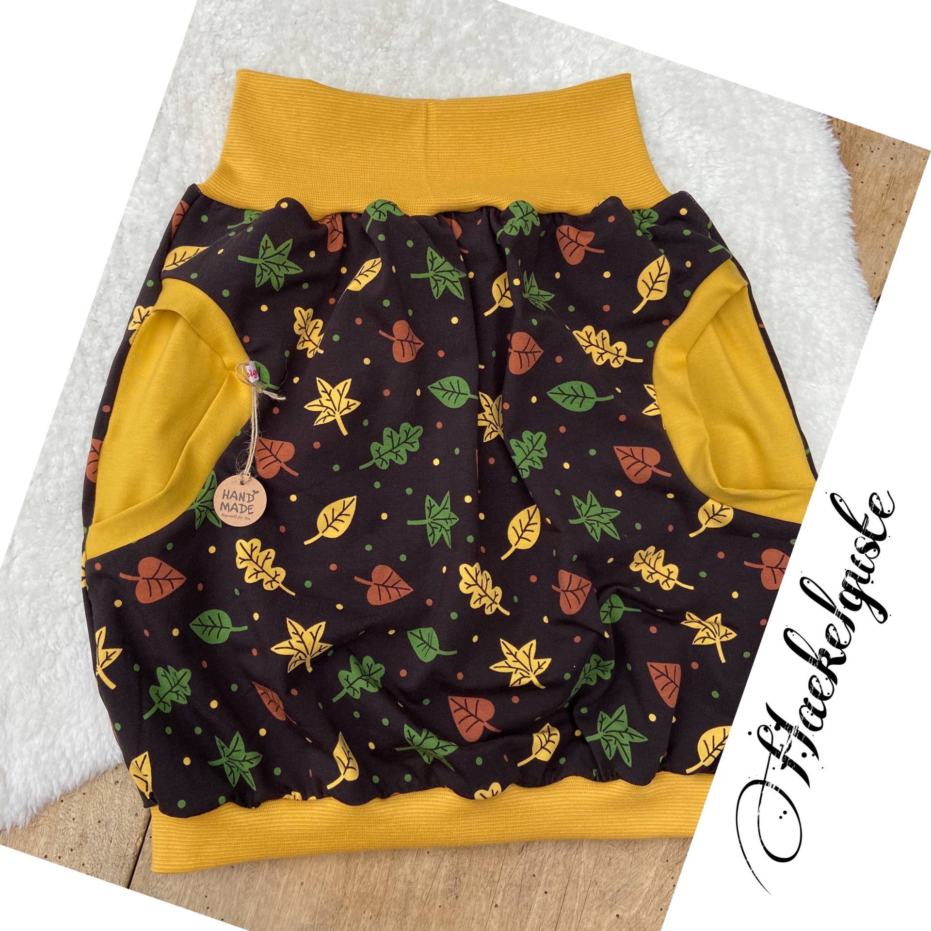 Xs - Xxl " Blattwerke Ballonrock Blätter Blatt Herbst Braun Rock Damen Mit Seitlichen Taschen von Haekelguste