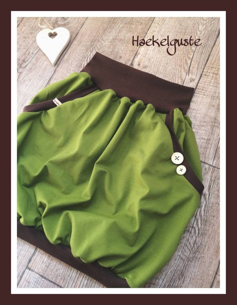 Xs - Xxl Damen + Mädchen " Knöpfchen Ballonrock Oliv Grün Rock Mit Taschen Hüftrock von Haekelguste