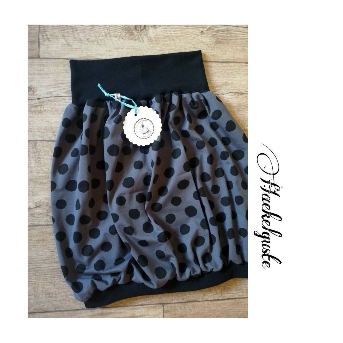 Xs - Xxl " Punkte Ballonrock Liebling Grau Schwarz Jersey Rock Damen Points Dots von Haekelguste